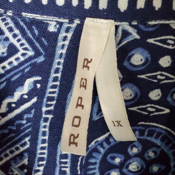 Roper Womens Long Sleeve Tribal Print Rayon Button Down Shirt Blouse Size 1X - Picture 3 of 6